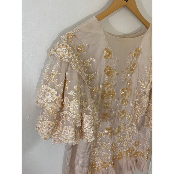 Vintage Creative Creations Women's Silk Beaded Asymmetrical Blouse - Large - Picture 2 of 13